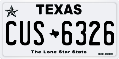 TX license plate CUS6326