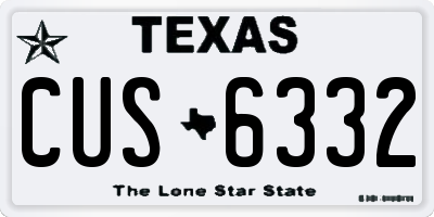TX license plate CUS6332