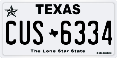 TX license plate CUS6334
