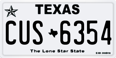 TX license plate CUS6354