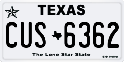 TX license plate CUS6362