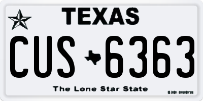 TX license plate CUS6363