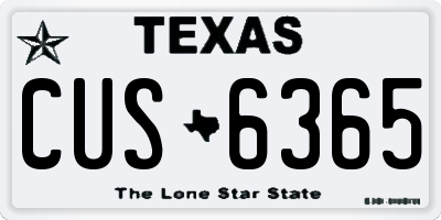 TX license plate CUS6365