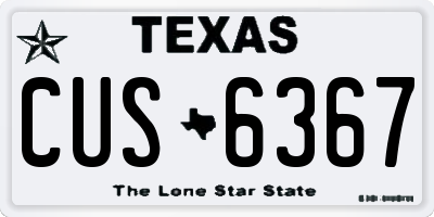TX license plate CUS6367