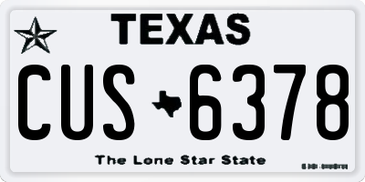 TX license plate CUS6378