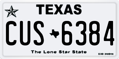 TX license plate CUS6384