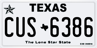 TX license plate CUS6386
