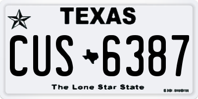 TX license plate CUS6387