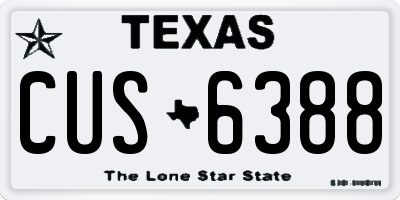 TX license plate CUS6388