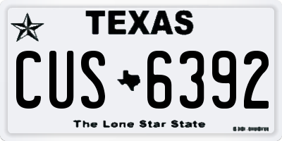 TX license plate CUS6392