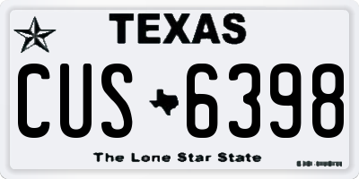 TX license plate CUS6398