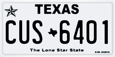 TX license plate CUS6401