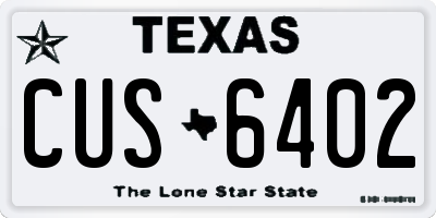 TX license plate CUS6402