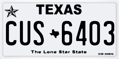 TX license plate CUS6403