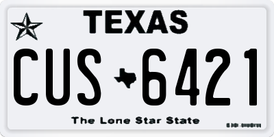 TX license plate CUS6421