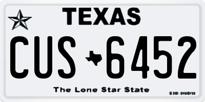 TX license plate CUS6452