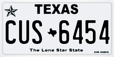 TX license plate CUS6454