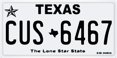 TX license plate CUS6467