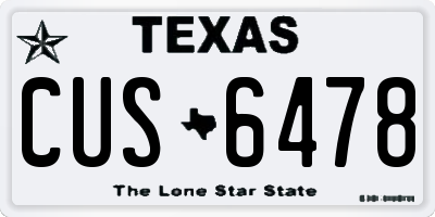 TX license plate CUS6478
