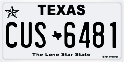 TX license plate CUS6481