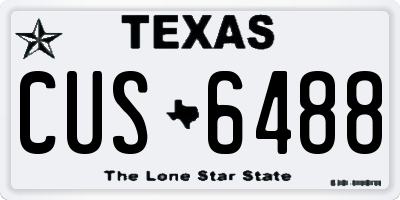 TX license plate CUS6488