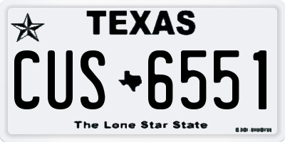 TX license plate CUS6551