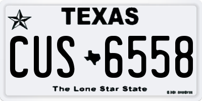 TX license plate CUS6558