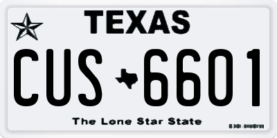 TX license plate CUS6601