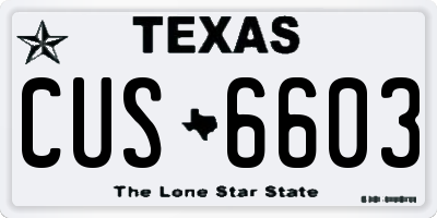 TX license plate CUS6603