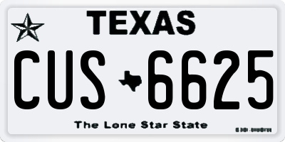 TX license plate CUS6625