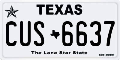 TX license plate CUS6637
