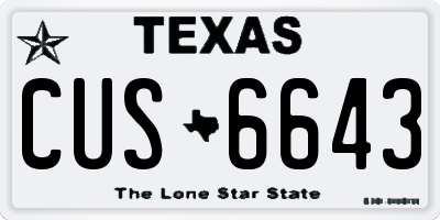 TX license plate CUS6643