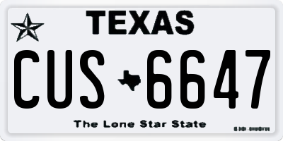 TX license plate CUS6647