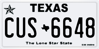 TX license plate CUS6648