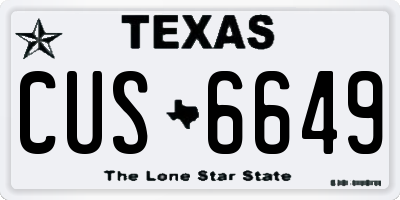 TX license plate CUS6649