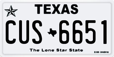 TX license plate CUS6651