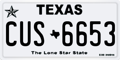 TX license plate CUS6653