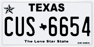 TX license plate CUS6654