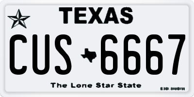 TX license plate CUS6667