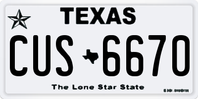 TX license plate CUS6670