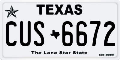 TX license plate CUS6672