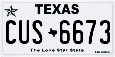 TX license plate CUS6673
