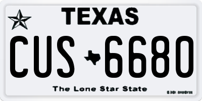 TX license plate CUS6680