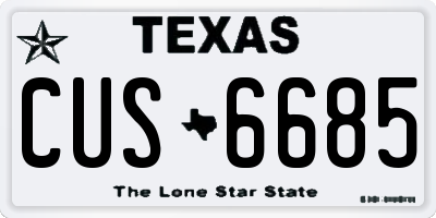 TX license plate CUS6685