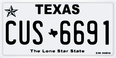 TX license plate CUS6691