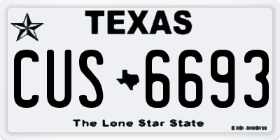 TX license plate CUS6693