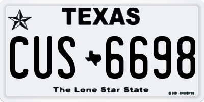TX license plate CUS6698