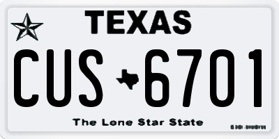 TX license plate CUS6701