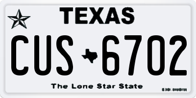TX license plate CUS6702