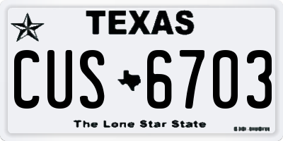 TX license plate CUS6703